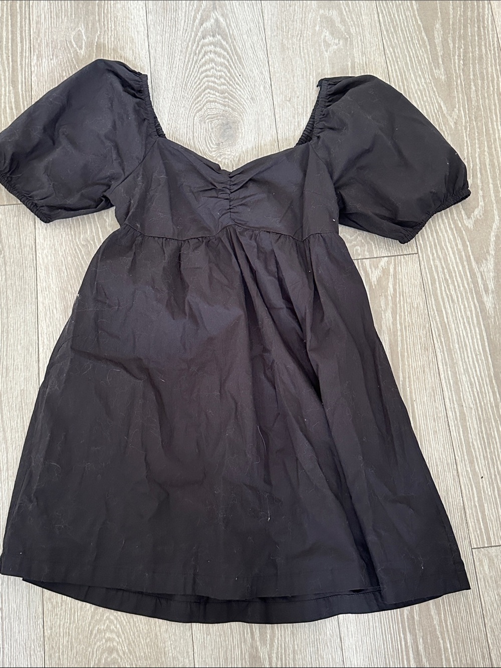 Black Puff Sleeve Babydoll Dress